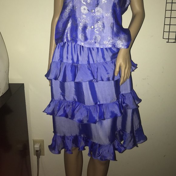FABULOUS VIETNAM SILK RUFFLE SKIRT - Picture 1 of 3